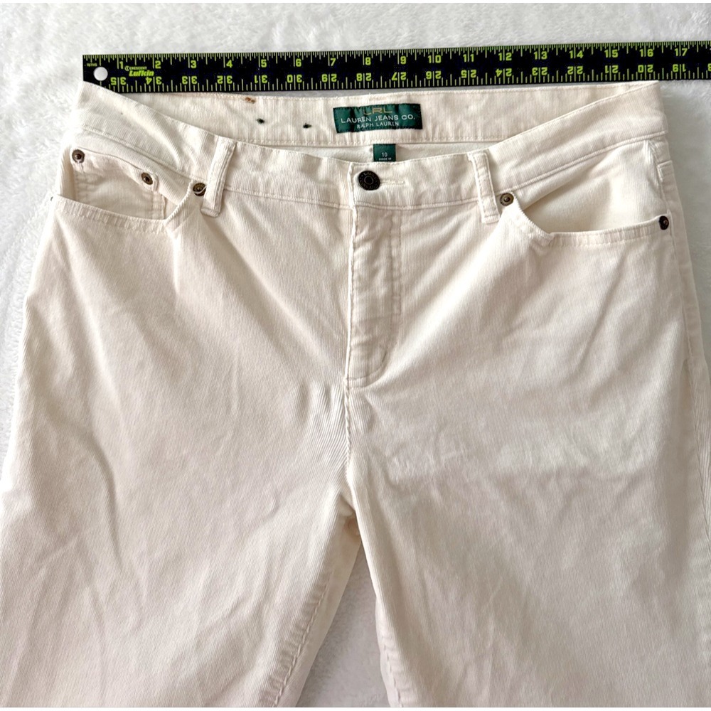 LRL Lauren Jeans Co Corduroy Pants Womens Size 10‎ Ivory Cream Classic Straight - Picture 11 of 16